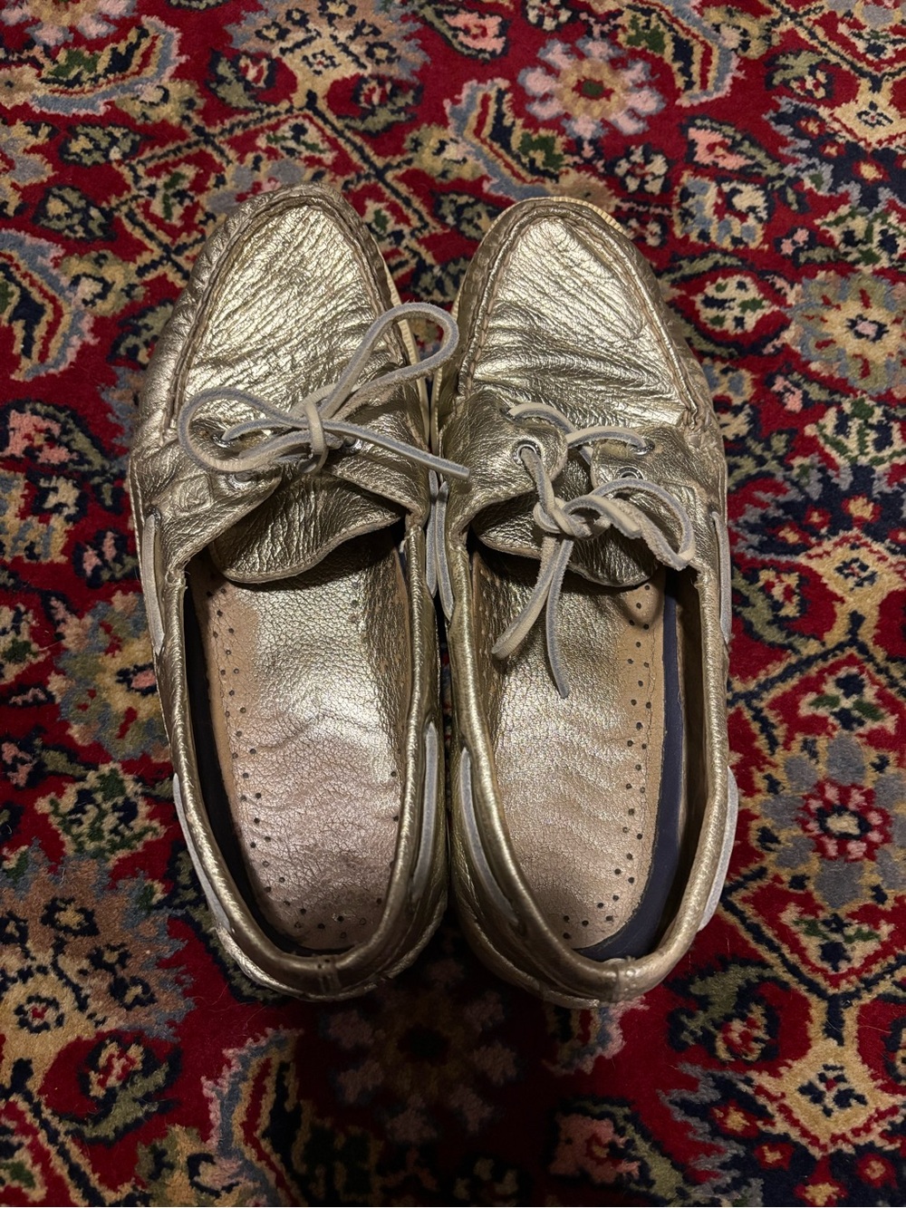 Sperry Metallic Gold Leather Women’s Boat Shoes